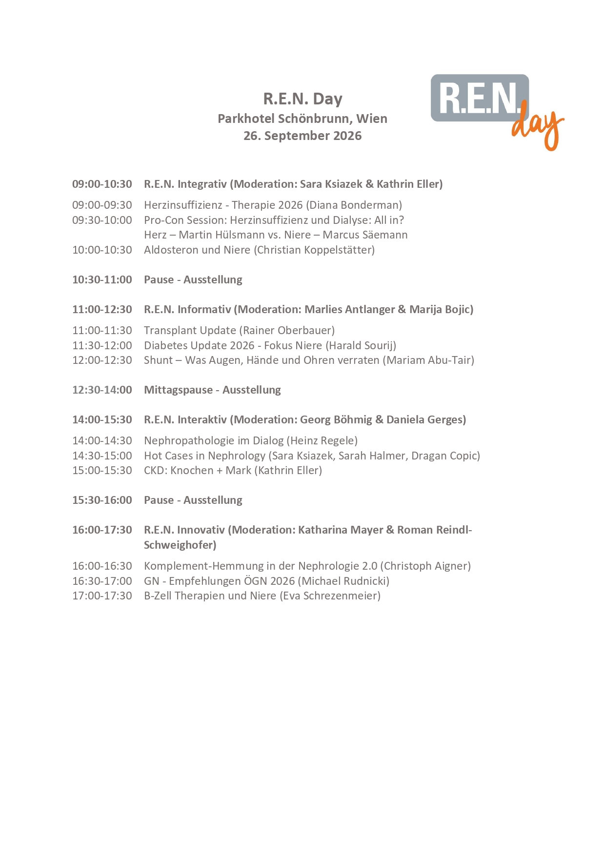R.E.N. day Programm 2026