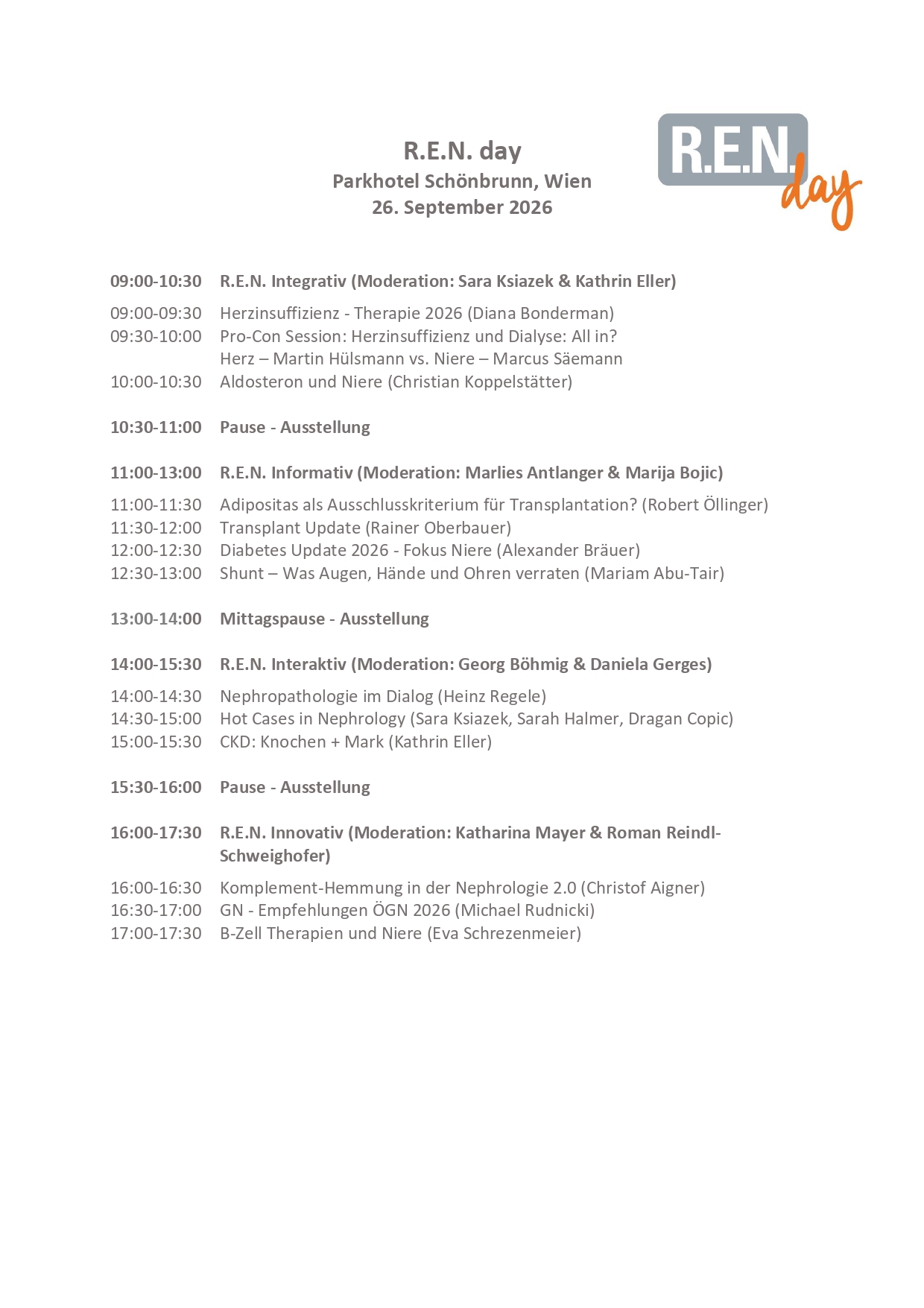 R.E.N. day Programm 2026